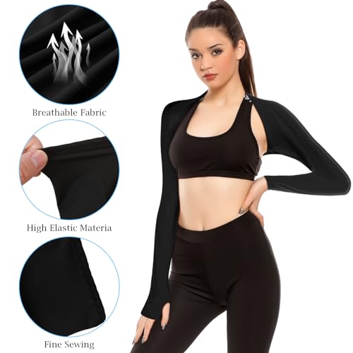 Grevosea 2 Pack Cooling Shawl Arm Sleeves UV Protection Sun Sleeves Sun Protection Arm Sleeve with Finger Hole for Women3