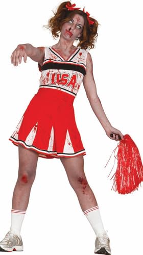 FIESTAS GUIRCA | Disfraz Cheerleader Zombie Adulta (44 46/XL)   Vestido de Animadora Muerta Viviente   Disfraces de Halloween, Deportes y Fiestas de Zombies para Adultos   Rojo y Blanco
