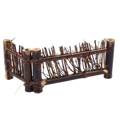 LIOOBO 木製手編み和風フェンスオーナメント 盆栽飾り 茶道装飾 卓上微景観用 日式刺身小型柵