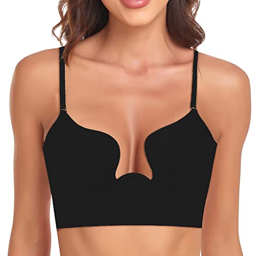 Reggiseno Schiena Scoperta e Scollo Profondo, Reggiseno Schiena Nuda Push Up, Ideale per Abito da Sera e Vestiti Scollat,Comodo