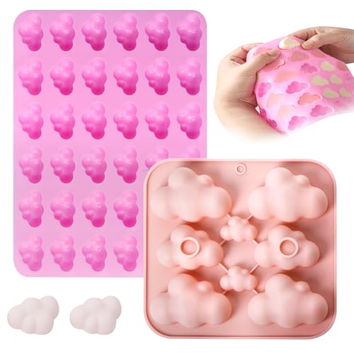 Moldes Chocolate Moldes Silicona Molde Tableta Chocolate,Moldes de Silicona en Forma de Nube para Hacer Bombones y Galletas, Fáciles de Desmoldar y Reutilizables, Incluye dos Tamaños Diferentes