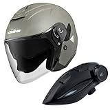 コミネ(KOMINE) HK-172 FL コンポジット FRP ジェットヘルメット + KK-902 モーターサイクルインターカム Gunmetal L