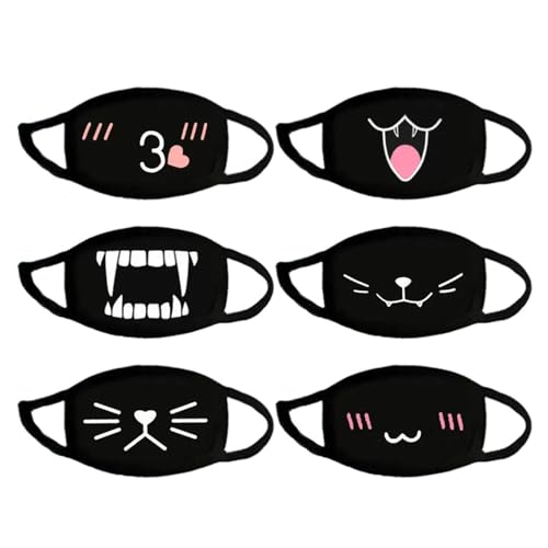 Paquete De 6 Máscaras Lindas, Máscaras Antipolvo, Máscaras De Patrones Creativos, Máscaras Protectoras, Máscaras De Dibujos Animados, Máscaras Reutilizables