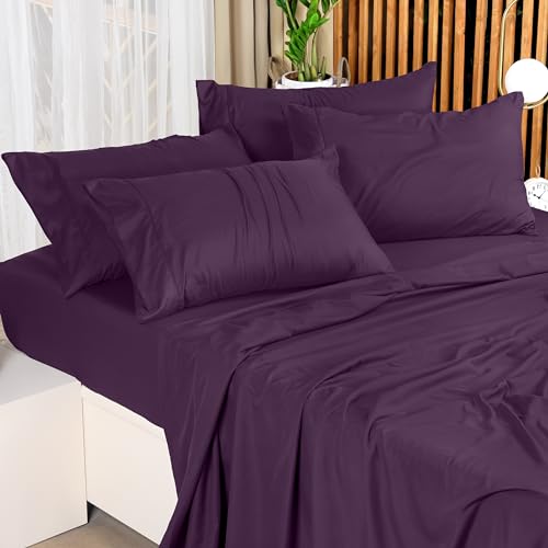 Image of Utopia Bedding Full Sheet Set - 4 Piece Bed Sheets for Full Size Bed, Soft and Breathable Microfiber, Includes 1 Fitted Sheet, 1 Flat Sheet and 2 Pillowcases (Dark Purple)