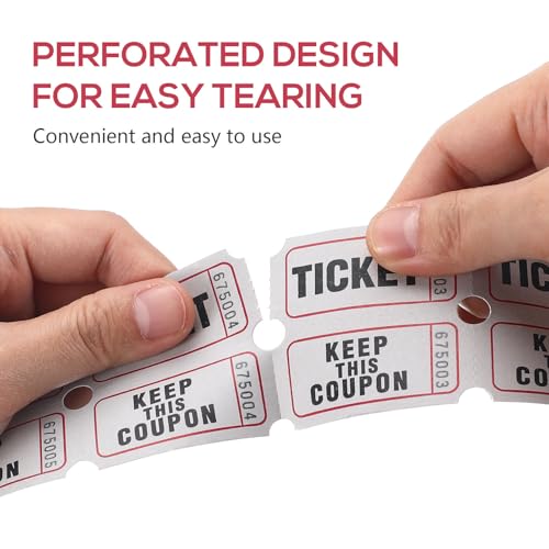 OSALADI 1 Roll of Multi-Functional Red Raffle Tickets Made of Coated Paper with Perforated Design for Easy Tearing, Classical Pattern Style Suitable for Supermarket and Exclusive Events - Image 3
