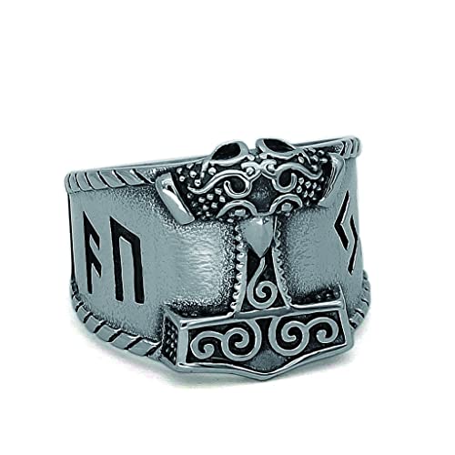 Bague Marteau de Thor Viking Anneau Gothique pour Style Rock et Metal