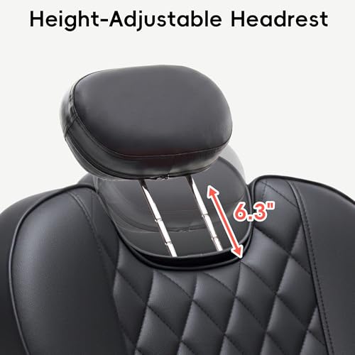 Image of Barber Chair with Heavy Duty Hydraulic Pump, Salon Chair for Hair Stylist, 360 Swivel 90-140 Backrest Reclining Chairs, Portable Height Adjustable Hair Chair for Barbershop (Black-Quilted)