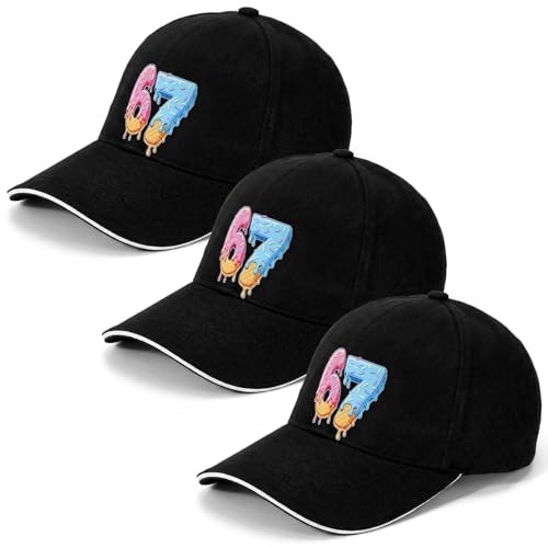 Mepase 3 Pcs 67 Ice Cream Drip Baseball Bat Hats Bulk Adjustable Caps Sport Gift Caps for Team Party Favors (67 Letter)