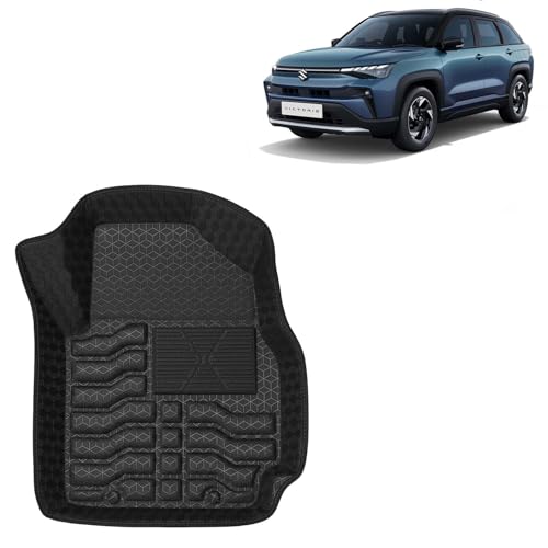 Image of Kingsway Accessories Premium 4.5D Car Floor Mats Only Compatible with Maruti Suzuki Victoris (Year 2025 Onwards), Set 3 Pcs, 100% Waterproof Tray Shape PVC Foot Mats | Black | 1 Year Warranty
