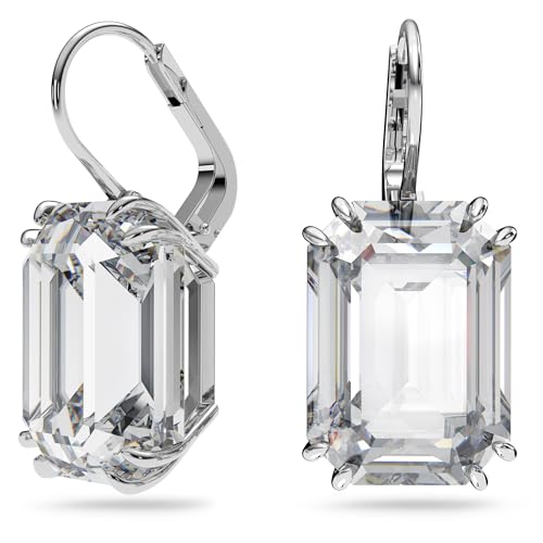 Swarovski Millenia Drop Earrings with Clear Oversized Octagon Cut Crystal in Rhodium Finish2