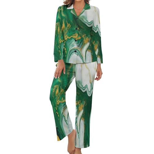 Pyjama femme émeraude en marbre : une caresse de douceur pour vos nuits