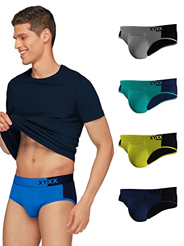 Image of XYXX Men's Dualist Micromodal Regular Fit Colorblock Antimicrobial Briefs with No Marks Waistband (Pack of 5)