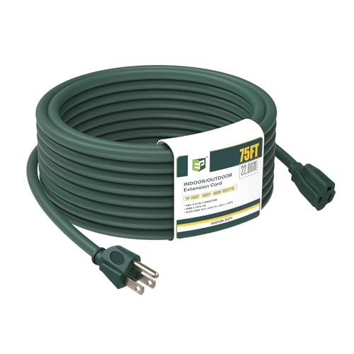 Image of EP 75FT Outdoor Extension Cord, 16 /3 SJTW Heavy Duty Green, ETL Listed