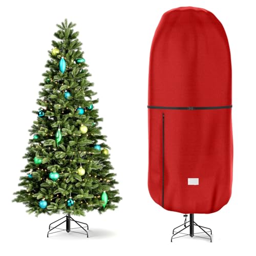 Upright Christmas Tree Storage Cover,Tear Resistant Adjustable 6 FT Xmas Tree Storage Bag for Artificial Tree Standing with Ornaments,Fabrics Christmas Tree Cover, Dustproof