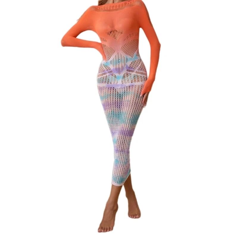 Image of GirlFriend Lingerie Lovely Deep V Neck Teddy Babydoll Mesh Nightwear for Women Mesh Badydoll Fishnets Dresses See Through Gown Lingerie Chemise Bodysuit One Piece Transparent