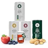 Hansegrün - Löwen Entdeckerset - 4x Bio Superfood Shots & Buddel - Ingwer, Kurkuma, Guarana & Greens - Immunsystem¹, Darmfunktion² & Anti-Müdigkeit⁴ - 100% echte Zutaten zur täglichen Zubereitung