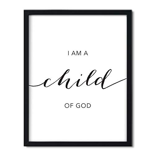 Image of Andaz Press Unframed Black White Nursery Wall Art Decor Poster Print, Bible Verses, I Am A Child of God, 1-Pack, Christian Christmas Birthday Gift for Boy Girl Kids Baptism Godson Goddaughter