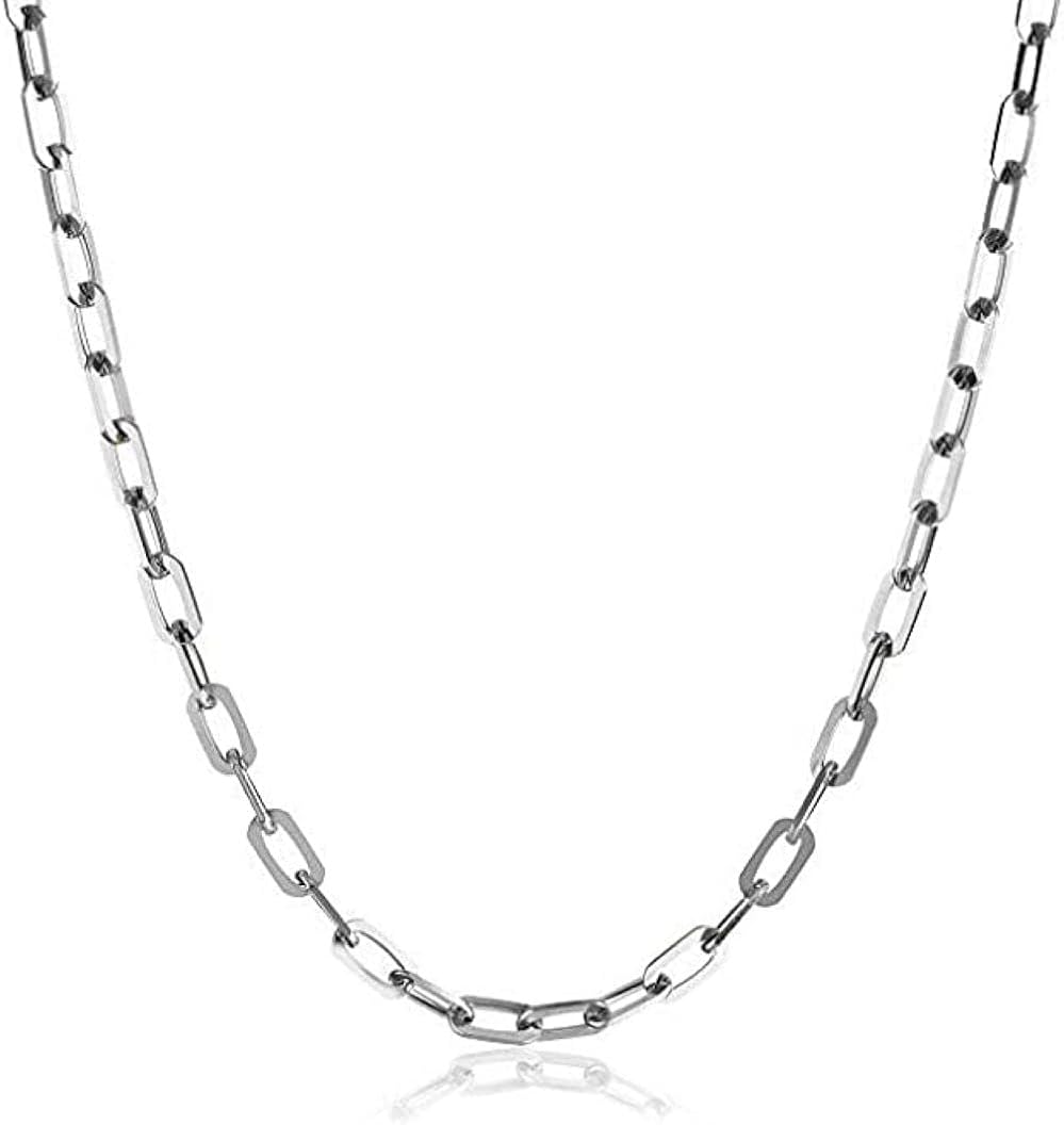 Verona Jewelers 925 Sterling Silver 3MM 4.5MM 5.5MM Mariner Anchor Link Chain Necklace- Square Link Cable Link Necklace Chain, Twist Link Necklace, Rolo Chain Necklace