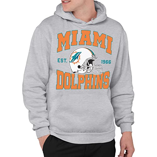 Junk Food NFL - Miami Dolphins - Team Helmet - Officially Licensed Adult Pullover Fleece Hoodie for Men and Women