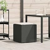 Teenpull Garten Kissenbox mit Speicher für Outdoor-Möbel, Schwarz Poly-Rattan, 50x50x50cm, wasserdicht, wetterfest für Balkon & Terrasse, stilvolle Aufbewahrungsbox
