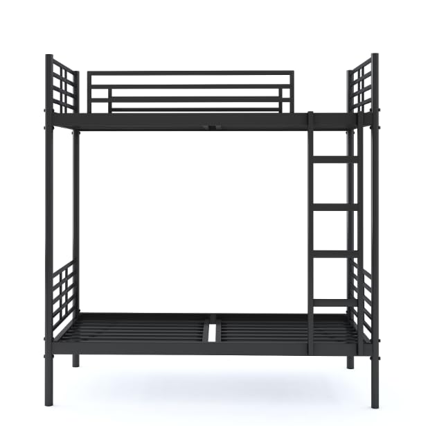 Image of Blasen Metal Frame Bed Wrought Iron Bunk Bed for Kids Room | MDF Wooden for Bed Room Furniture | (Matt Black Powder Coated) | DLY (Do It Yourself)