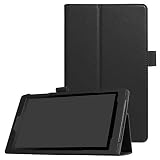 ZZOUGYY Tablet Cover for Amazon Kindle Fire HD8 6th 7th 8th Generation(2016/2017/2018 Release),Ultra Slim Folio Stand Lightweight Leather Case for Kindle Fire HD 8 6/7/8th Gen 8' (Li-Black)