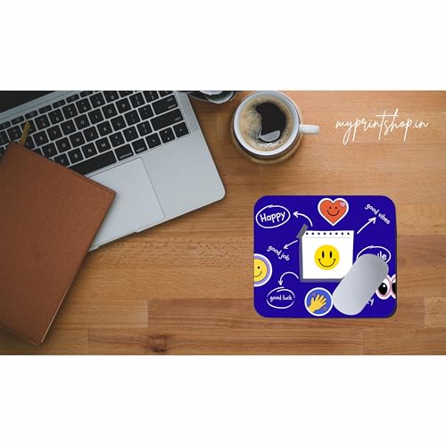 Image of Cute Smile Mouse Pad 9 x 7.5 Inch - Happy Vibes Desk Mousepad with Non-Slip Rubber Base for Office, Home & Study