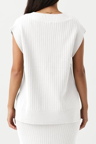 Saodimallsu Womens V Neck Sweater Vest Oversized Ribbed Knit Sleeveless Casual Loose Fit Pullover Tank Top3