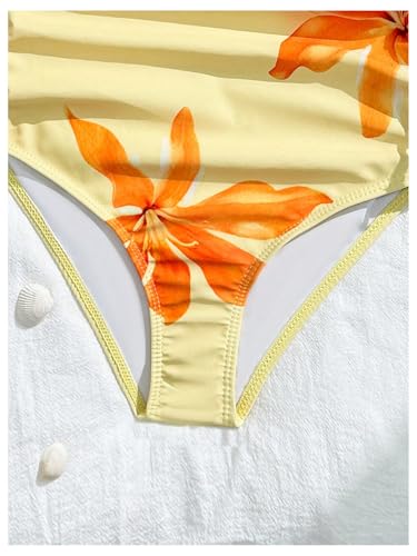 Floerns Girl's One Piece Swimsuit Flower Bow Side Ruched Beach Vacation Bathing Suit4