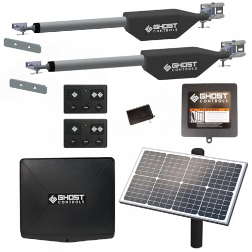 Image of Ghost Controls Pro Dual Solar Automatic Gate Opener with 30W Solar Panel and Large Battery Box Bundle
