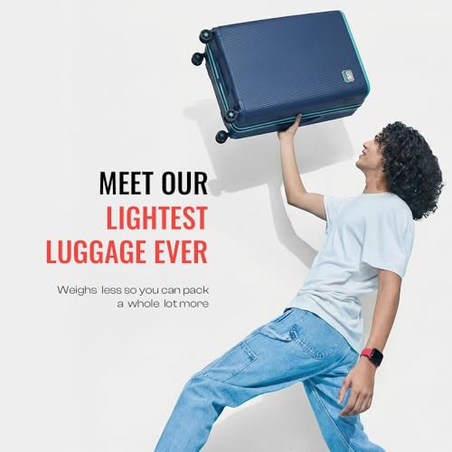 Image of Urban Jungle Lumolite Medium Trolley Bag Hardside Polycarbonate Medium (65 cm) Light Weight Suitcase with, 8 Spinner Wheels and TSA Lock Travelling Luggage for Men & Women | Navy Blue