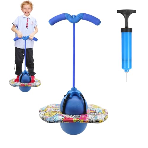 Pogo Stick für Kinder, Hüpfball mit Griff, Hüpfstange Erwachsene, 100 kg...