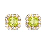Lirzxin Pendientes de oro amarillo 750 585 375 para mujer, pendientes de lujo de 1,25 quilates, cuadrados de peridoto y moissanite, joyas auténticas para bodas y novias, oro, Morganit, Oro amarillo 9