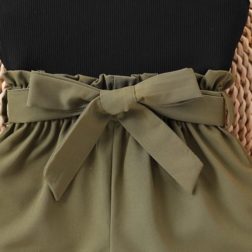 Image of Toddler Girl Summer 2-Piece Solid Color Vest + Casual Shorts Set