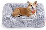 Feandrea Dog Bed, Dog Sofa Bed, 91 x 68 x 18 cm, with Soft Padding, Raised Edges, Removable and Machine Washable Cover, Non-Slip, Grey Ombré PGW272G01
