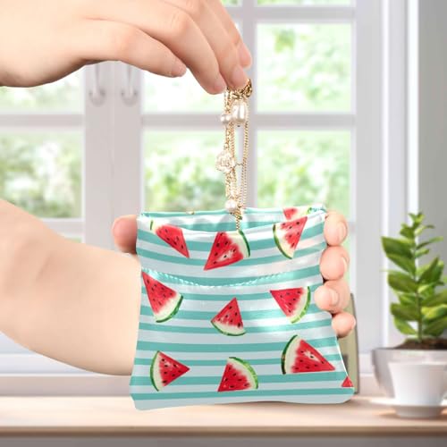 Watercolor Watermelon Slices Coin Purse Leather Pouch Change Purse, Squeeze Coin Pouch for Cards, Keys & Lipsticks, Unisex4