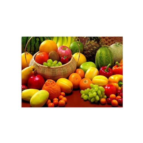 Tableau décoration murale cuisine vintage fruits toile nature morte salle à manger 60x85cm
