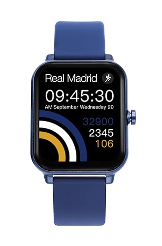 Real Madrid SmartWatch RM2001-30 - Unisex, 43,6x37,5 mm,Elegante Azul, Funciones Avanzadas (Azul)