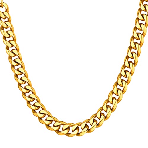 U7 Men Vintage Miami Cuban Chain Rapper Chunky 6MM Wide NK Links 18K Real Gold Plated Curb Chain Necklace 22