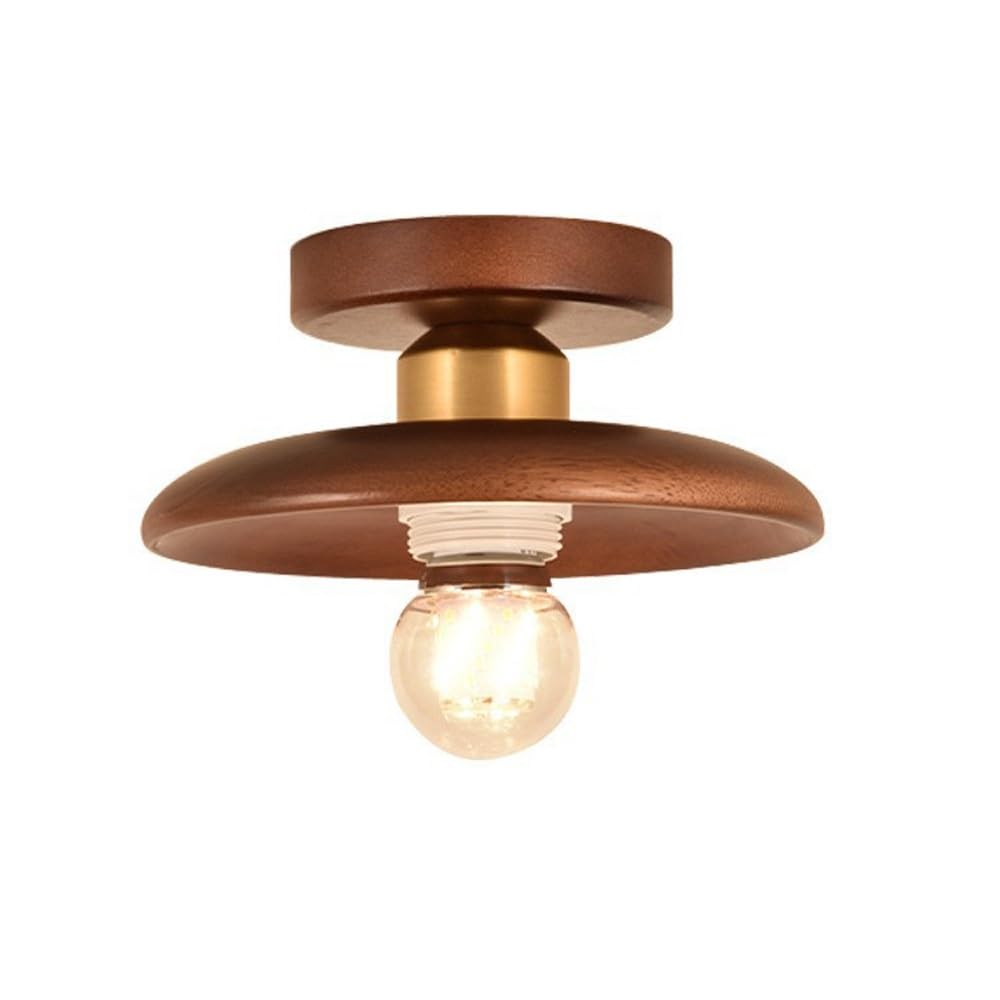 ITOSUI Walnut Ceiling Light, Semi Flush Mount Ceiling Lamp, Wood LED Fixture, Tri-Color Dimmable, Nordic Style Walnut Wood for Hallway, Bedroom, Entryway, Corridor, Aisle, Kitchen