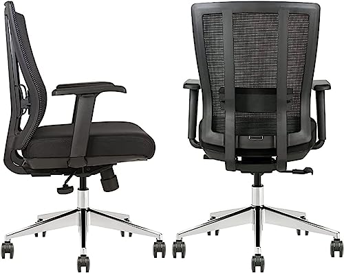 Gm Seating Ergonomic Office Chair Mesh Back With Seat Slide - Adjustable Lumbar Support Computer Desk Chair With Height Adjustable Arms - 5-Star Polished Aluminum Base (25 Pack) #TOP1