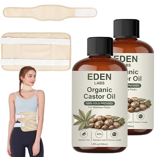 Pack Bundle, Organic Castor Oil Cold Pressed, Adjustable Reusable Pack