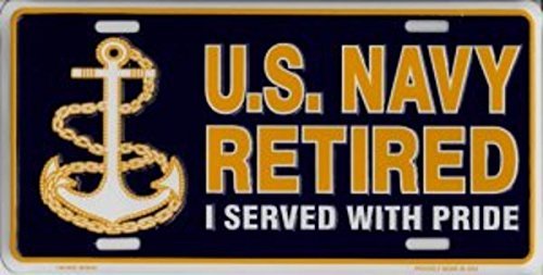 U.S. Navy Retired Metal License Plate