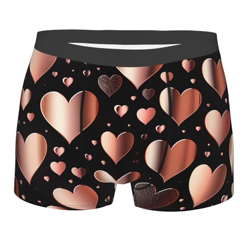 Men's Underwear Boxer Briefs Supersoft Brushed Stretch Boxer Briefs Rose Gold Love Heart Mens Trunks