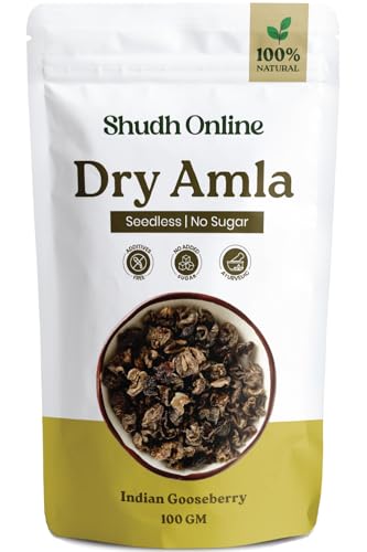 Image of Shudh Online Dry Amla Pieces - Hair growth, Eating (100 grams) (Saboot, No salt, Fruit), Sukha Awla, Aavla Sabut, Dry Gooseberry, Usirikaya dried