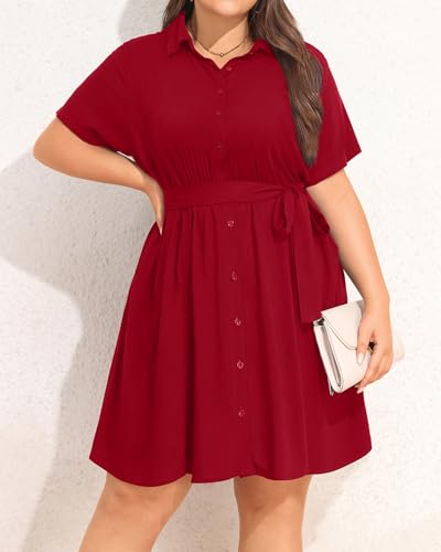 Image of Talisea Plus Size Summer Shirt Dress with Pockets for Women