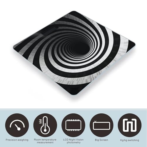 Báscula digital de baño con diseño espiral en negro y blanco miniatura 3