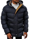 OZONEE Herren Winterjacke Jacke Winter Farbvarianten Warm Bomberjacke Steppjacke Wintermantel Kunstfell Daunenjacke Leichte Outdoor Puffer Jacket Gepolstert N/7330Z DUNKELBLAU L