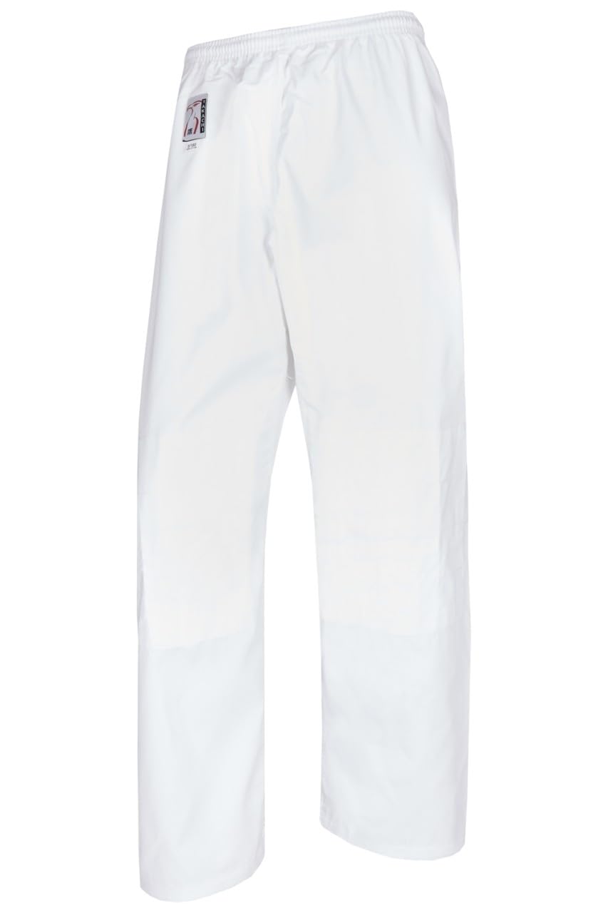 Pantalon de judo standard blanc - Avec renfort aux genoux - Coton 8 oz - Pantalon de judo avec taille élastique - Taille 110 à 200 cm
