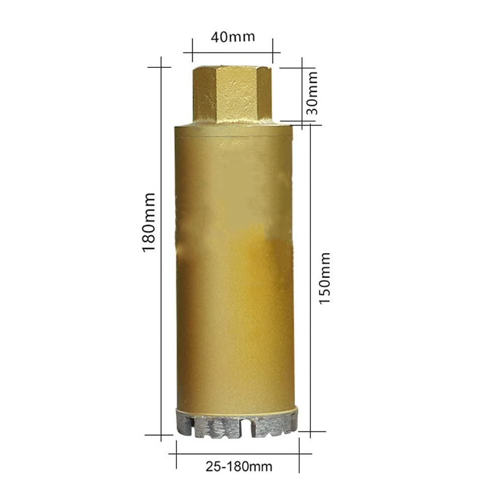 Broca de 25-180 mm Orificio para tubería de aire acondicionado Núcleo de diamante de hormigón a través de la pared Brocas de diamante para agua seca M22, 120x180 mm